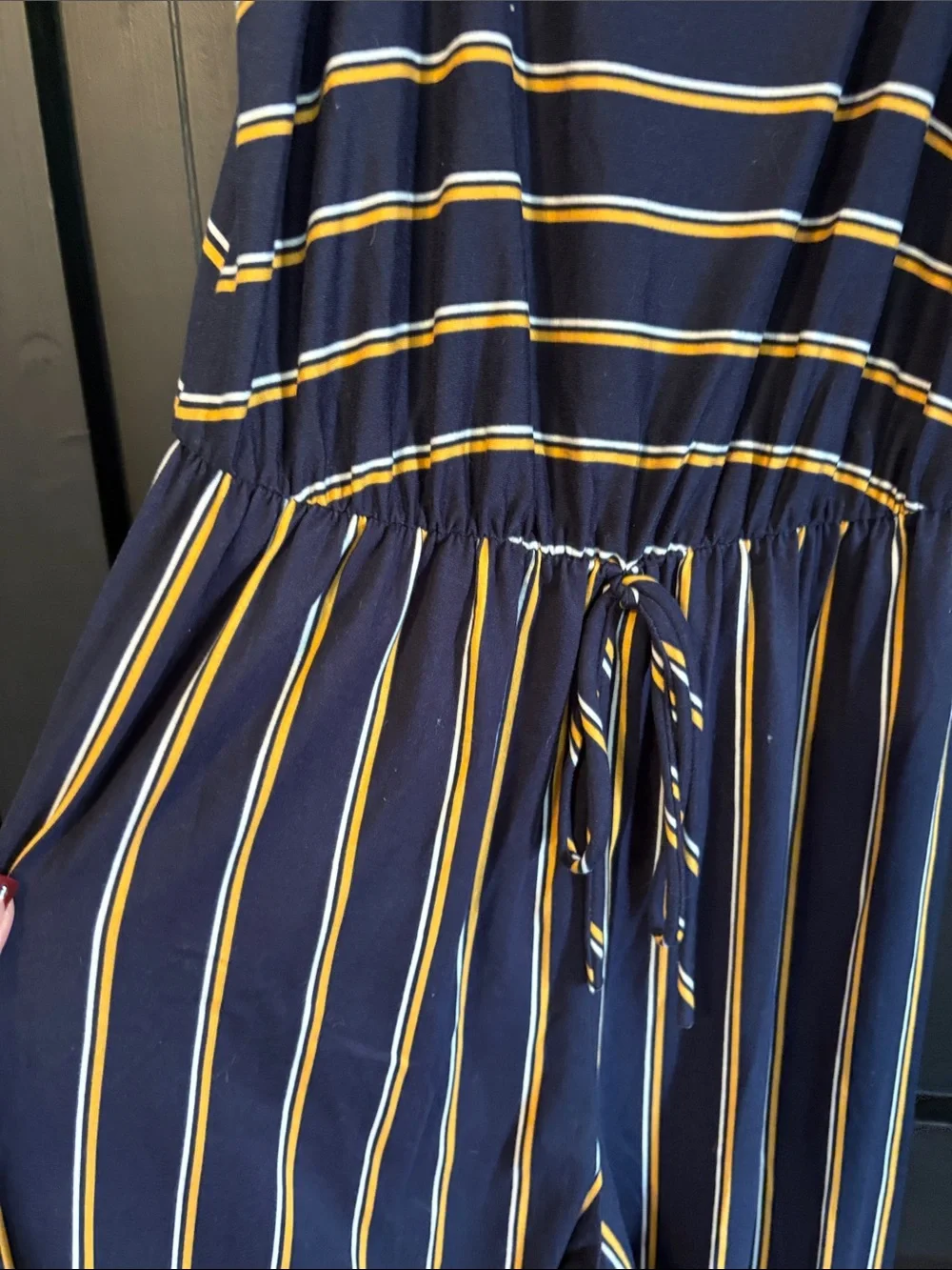 Striped Navy and Yellow Jumpsuit